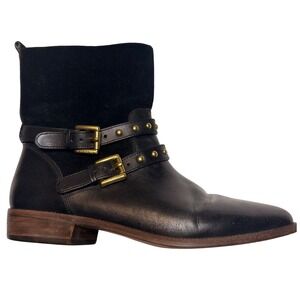 Coach Lilliana Black Leather Suede Studded Moto Ankle Boots A6847 Womens 7B